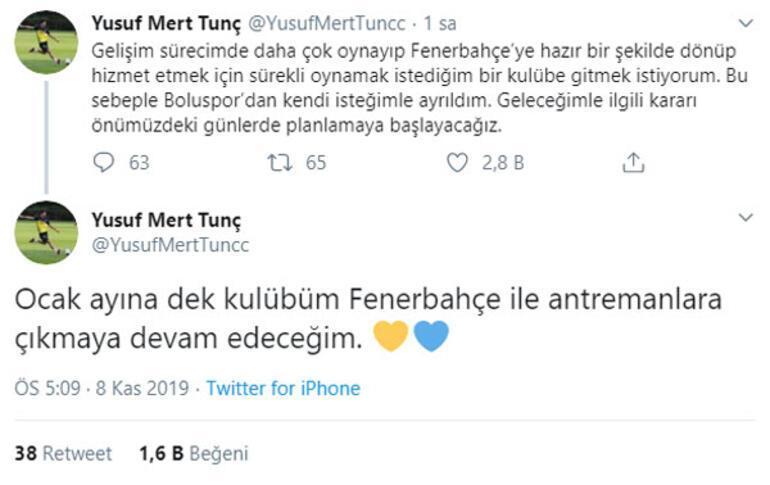 Yusuf Mert Tunç, Fenerbahçe'ye geri döndü!