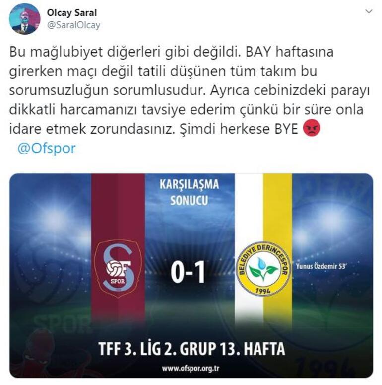 Ofspor Başkanı Olcay Saral, futbolcularını tehdit etti!