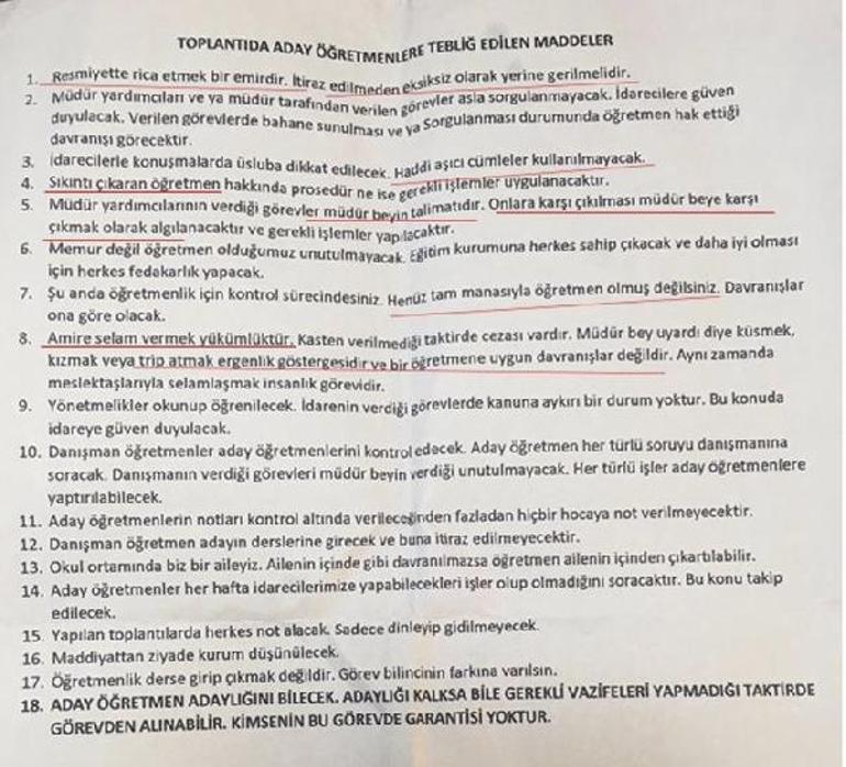 ’Okul müdüründen aday öğretmenlere talimat’ iddiası... İnceleme başlatıldı