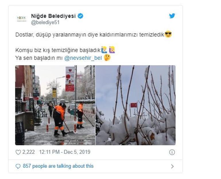 Belediyelerinin sosyal medyadaki kar ve soğuk hava 'atışması' gülümsetti