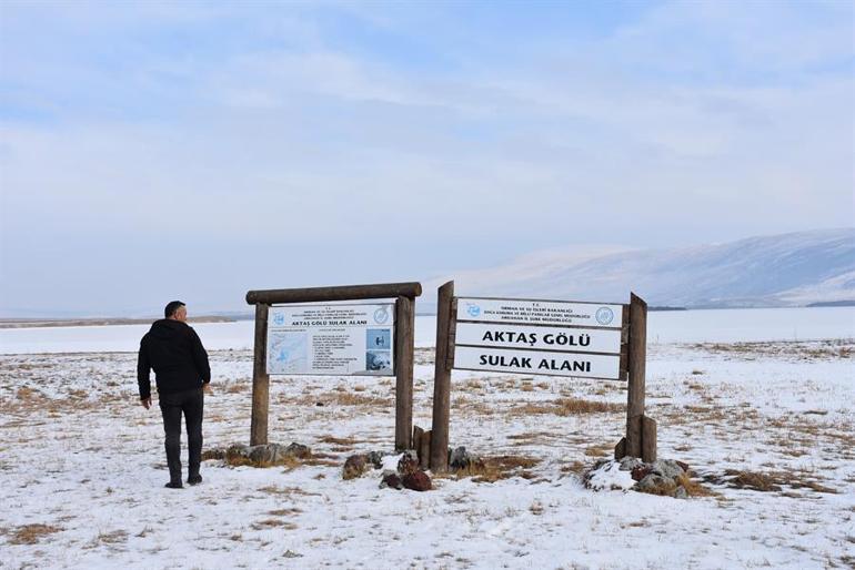 Buzla kaplanan Aktaş Gölü ziyaretçilerini ağırlıyor