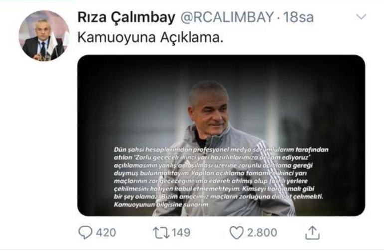 Rıza Çalımbay'dan "Zorlu" açıklaması: "Kimseyi karalamak gibi bir şey olamaz"