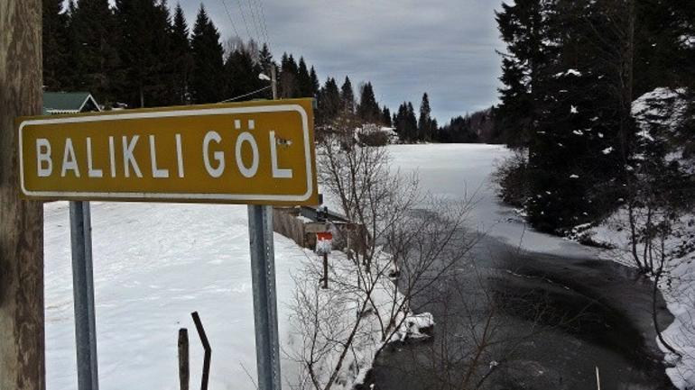 Trabzon'daki Balıklıgöl dondu