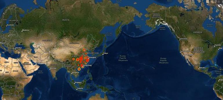 Korkutan harita! İşte koronavirüsünün görüldüğü ve riskli olan yerler