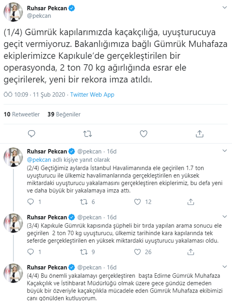 Son dakika haberler... Bakan Pekcan açıkladı: Kapıkulede 2 ton 70 kg esrar ele geçirildi Ülke tarihinde rekor...