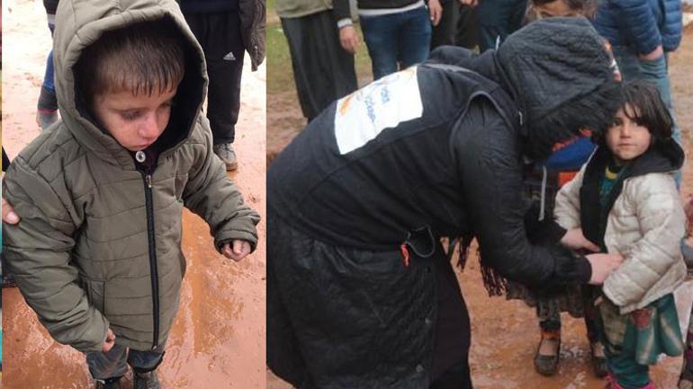 İdlib'te üşürken çekilen görüntüleri yürek burkan çocuğa yardım eli