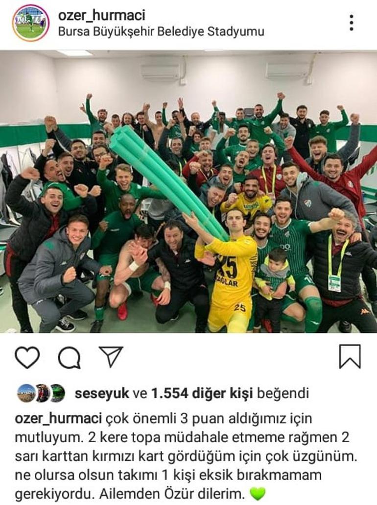 Özer Hurmacı Bursaspor'da özür diledi