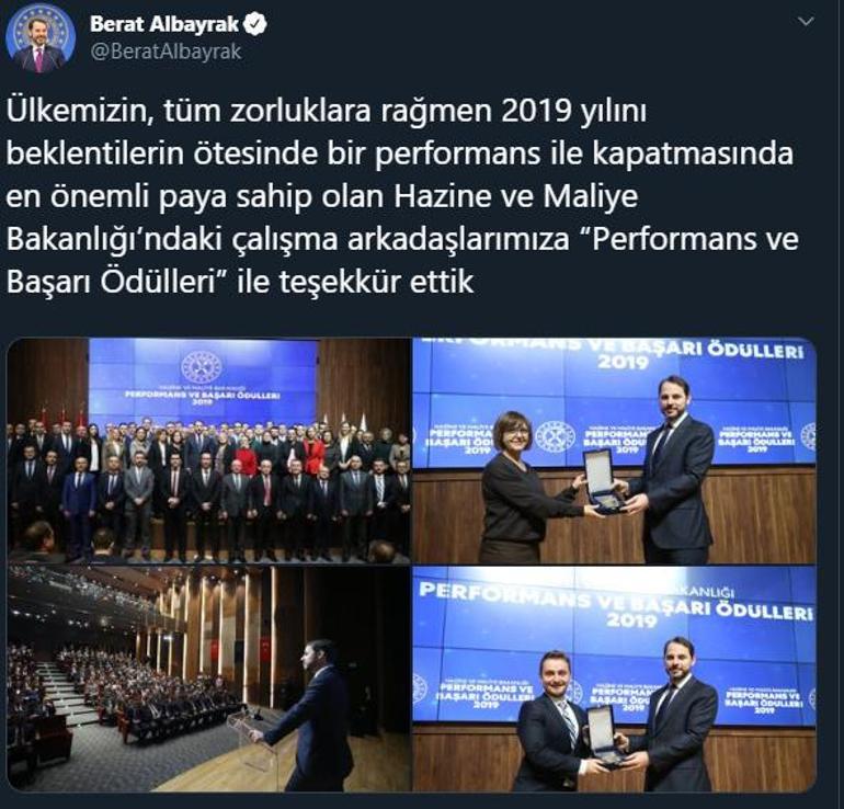 Bakan Albayrak: Bakanlığımızdaki arkadaşlarımıza “Performans ve Başarı Ödülleri” ile teşekkür ettik