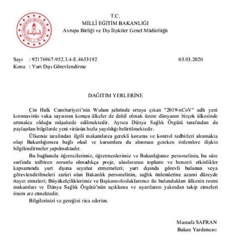 MEB uyardı... Zorunlu olmadıkça yurtdışına çıkmayın