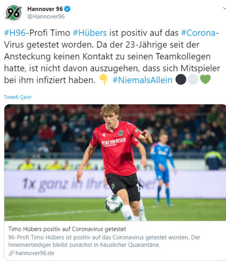 Son Dakika | Corona virüse yakalanan ilk futbolcu Hannover 96 forması giyen Timo Hübers oldu