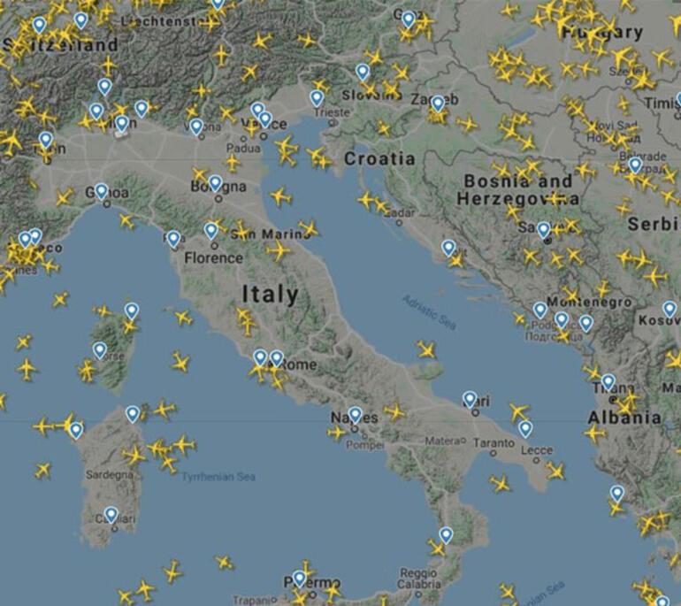İtalya'da uçuş trafiğinde büyük düşüş