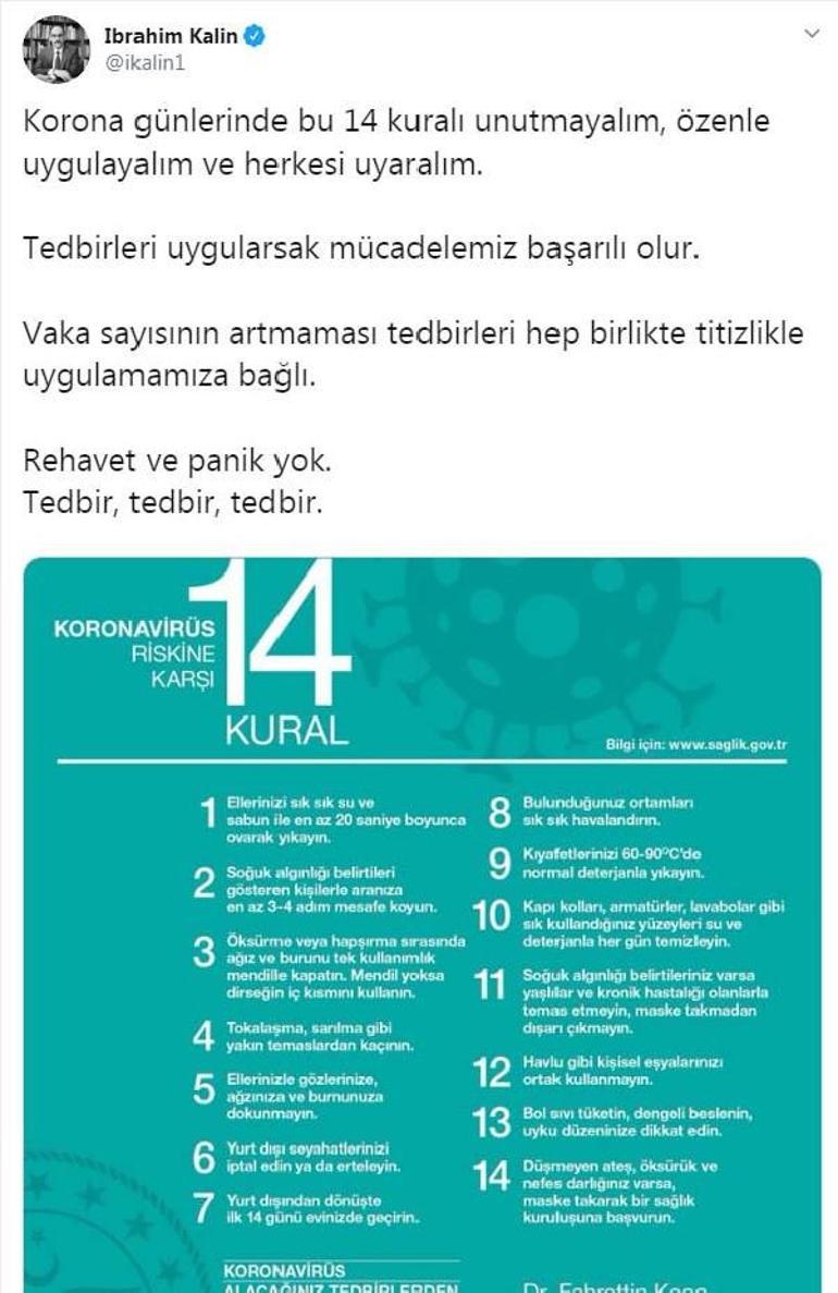 Cumhurbaşkanlığı Sözcüsü İbrahim Kalın: Tedbirleri uygularsak mücadelemiz başarılı olur