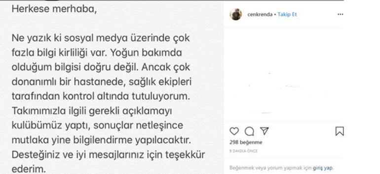 Fenerbahçe'de Cenk Renda'dan corona virüs açıklaması