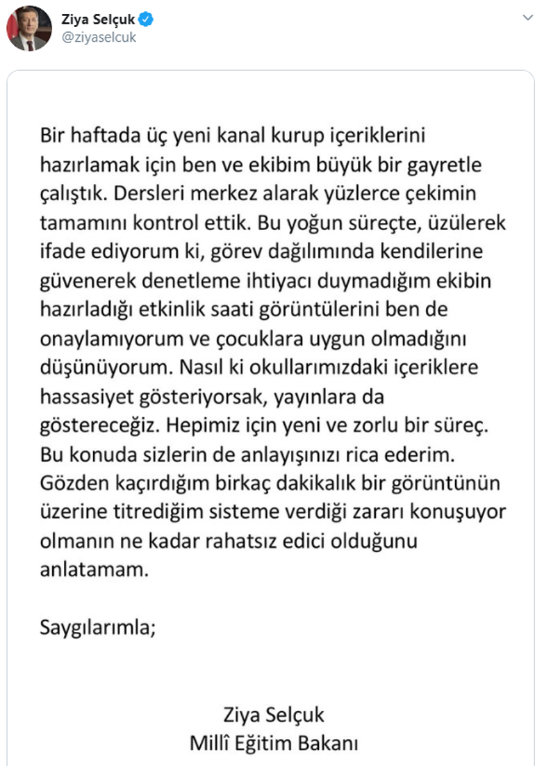 Son dakika... Milli Eğitim Bakanı Ziya Selçuktan etkinlik yayını eleştirilerine açıklama