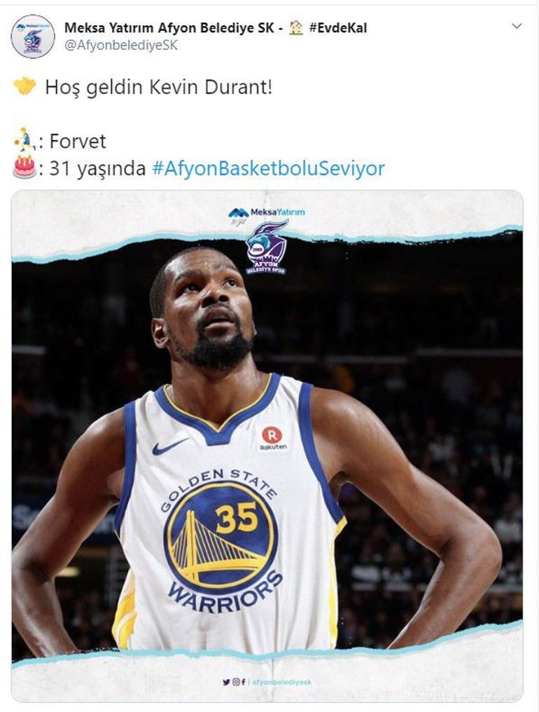 Corona virüse yakalanan Kevin Durant Afyon Belediyespor'da!