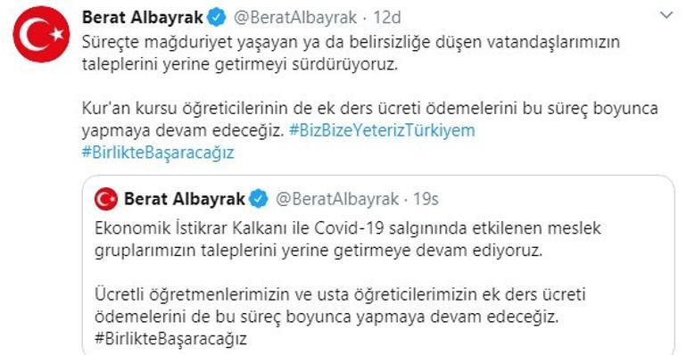 Bakan Albayrak açıkladı! Kuran kursu öğreticilerine de ek ücret ödenecek