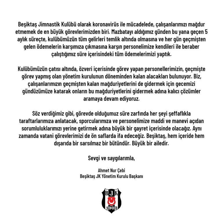 Beşiktaş'tan Milli Dayanışma Kampanyası'na destek