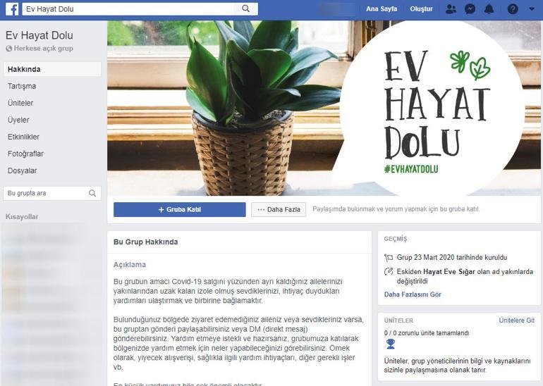 'Ev Hayat Dolu' dedi, Facebook grubu kurdu