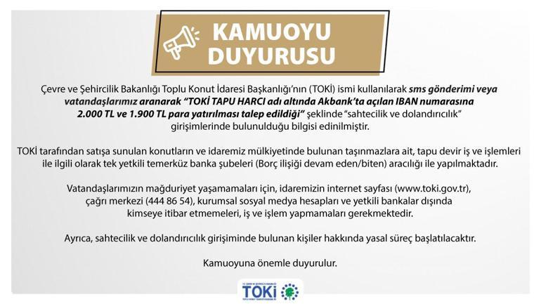 TOKİ'den uyarı! Sahtekarlara dikkat