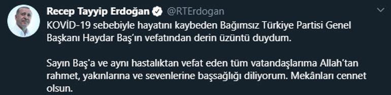 Son dakika haberler... Haydar Baş Corona Virüsü nedeniyle hayatını kaybetti