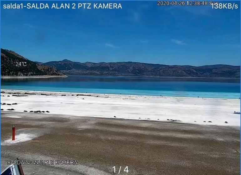 Salda Gölü'nün 24 saat izleneceği kamera sistemi canlı yayına başladı