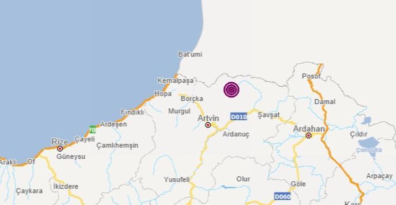 Artvin'de 3.7 büyüklüğünde deprem