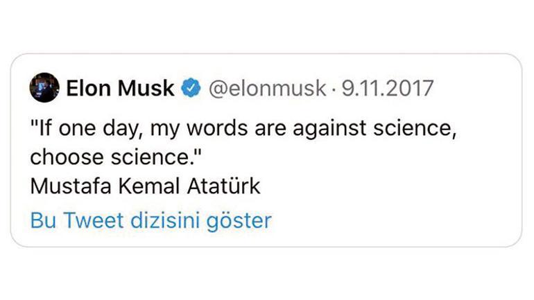 Musk’a Atatürk’ün sözleriyle yanıt