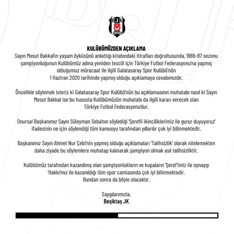 Son Dakika | Beşiktaş'tan Galatasaray'a yanıt: 'Talihsizliktir'