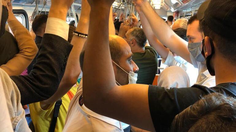 Metroda dikkat çeken kalabalık; adım atacak yer kalmadı Son Dakika Haber