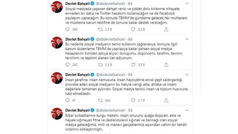 Son dakika haberi: MHP Lideri Devlet Bahçeliden sosyal medya tepkisi