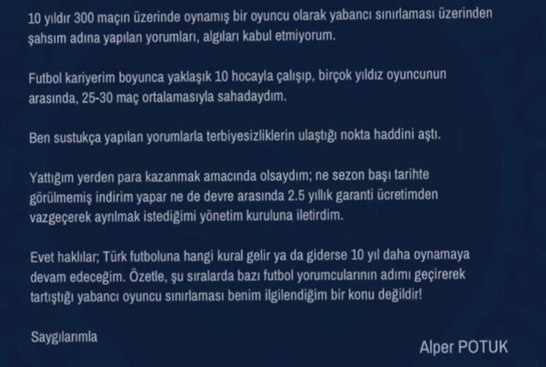 Son Dakika | Fenerbahçeli Alper Potuk'tan tepki! 'Kabul etmiyorum'