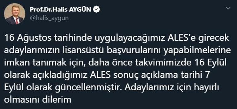 ALES sonuç tarihi değişti.. İşte ÖSYM Başkanı Halis Aygünün açıklaması