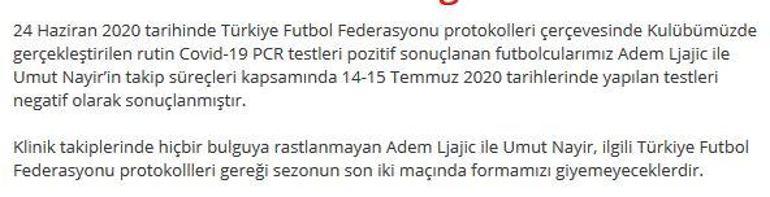 Son Dakika | Beşiktaş'tan Adem Ljajic ve Umut Nayir'in corona virüsü testleri için açıklama!