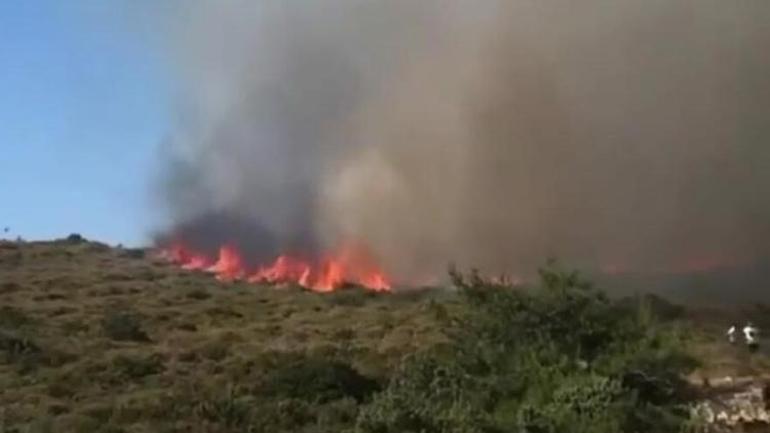 Son dakika haberler... Alaçatıda korkutan yangın Ekipler müdahale ediyor