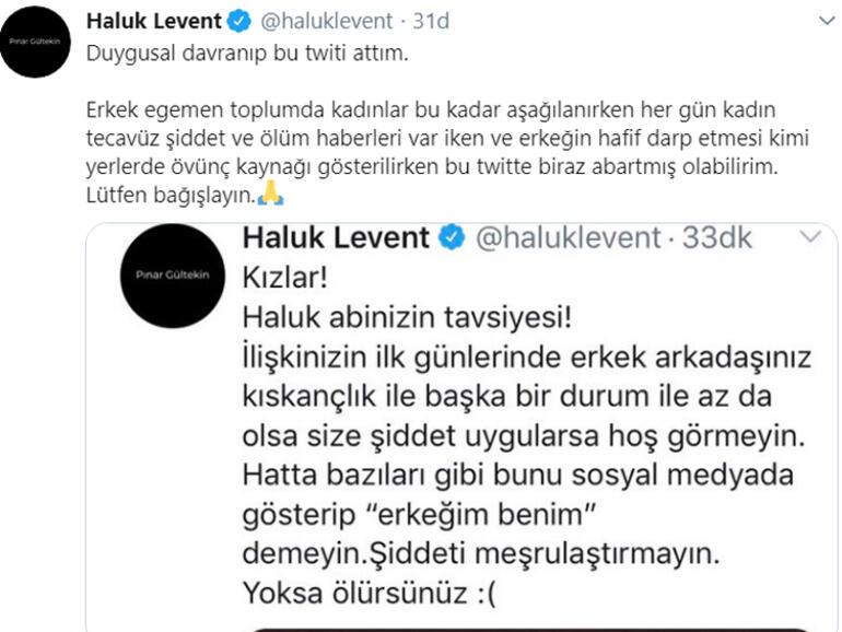 Haluk Leventin, Pınar Gültekin eski sevgisi tarafından öldürülmesinin ardından kadınlara verdiği tavsiye tepki çekti