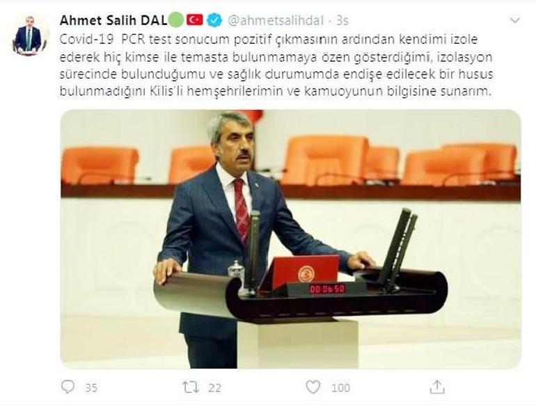 Kilis Milletvekili Ahmet Salih Dalın koronavirüs test sonucu pozitif çıktı