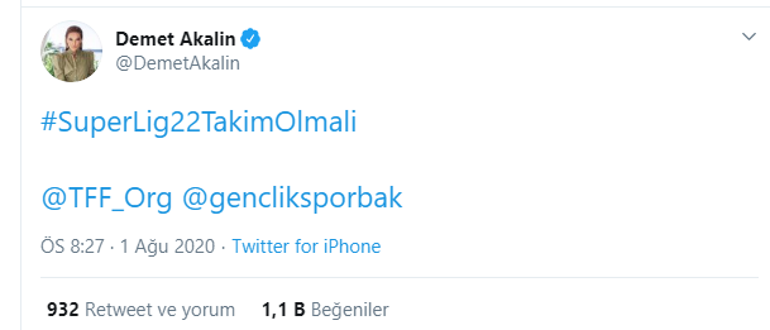 Demet Akalın: 'Süper Lig 22 takım olmalı'