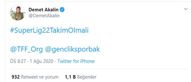 Demet Akalın: Süper Lig 22 takım olmalı