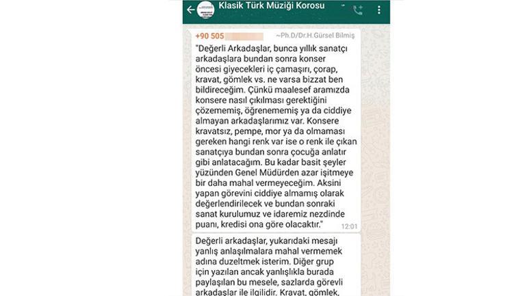 Müdürden koroya ‘iç çamaşırlı’ mesaj: Konserde ne giyeceğinizi ben bildireceğim
