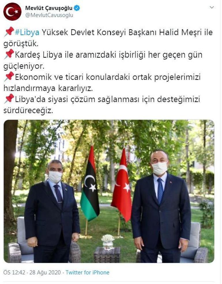 Bakan Çavuşoğlu, Libya Yüksek Devlet Konseyi Başkanı ile görüştü