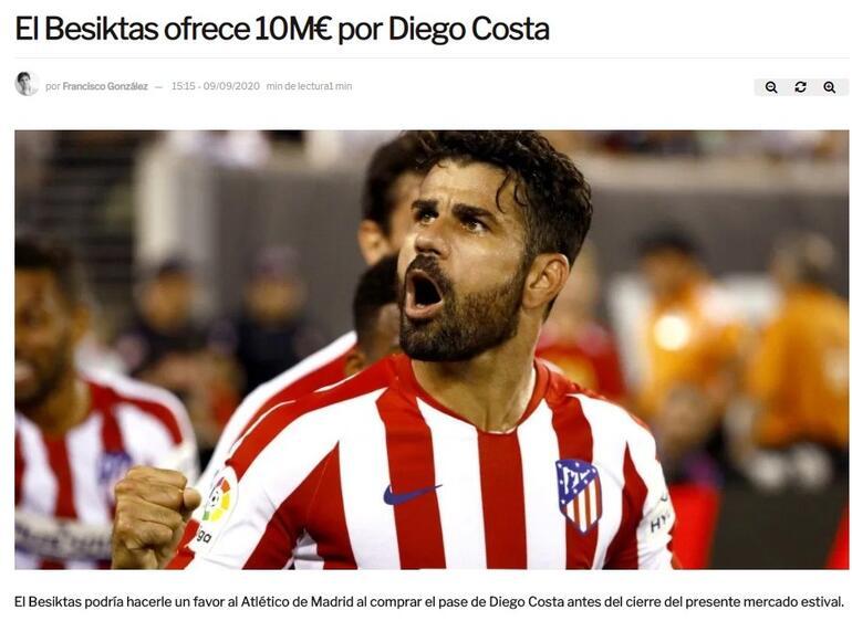 Son dakika transfer haberi | Beşiktaş'tan Diego Costa için 10 milyon euro