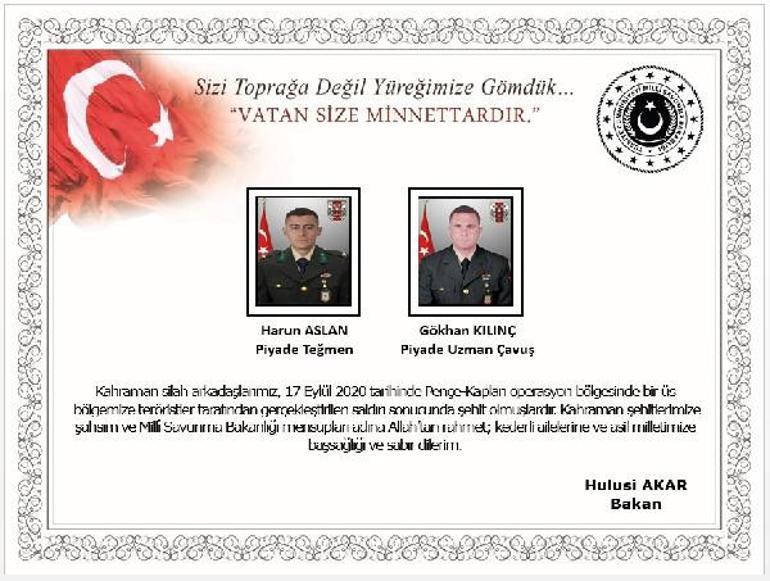 Son dakika haberi: Pençe-Kaplan operasyon bölgesinde 2 asker şehit oldu, 1 asker yaralandı