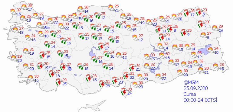 Son dakika: Hava nasıl olacak?  25 Eylül İstanbul, Ankara, İzmir ve il hava durumu tahmini