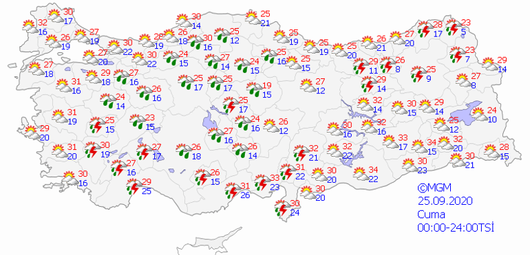 Son dakika: Hava nasıl olacak 25 Eylül İstanbul, Ankara, İzmir ve il il hava durumu tahminleri