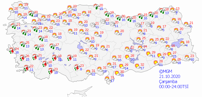 Bugun Hava Durumu Nasil Yagmur Yagacak Mi 21 Ekim 2020 Istanbul Ankara Izmir Ve Il Il Mgm Hava Durumu Raporu