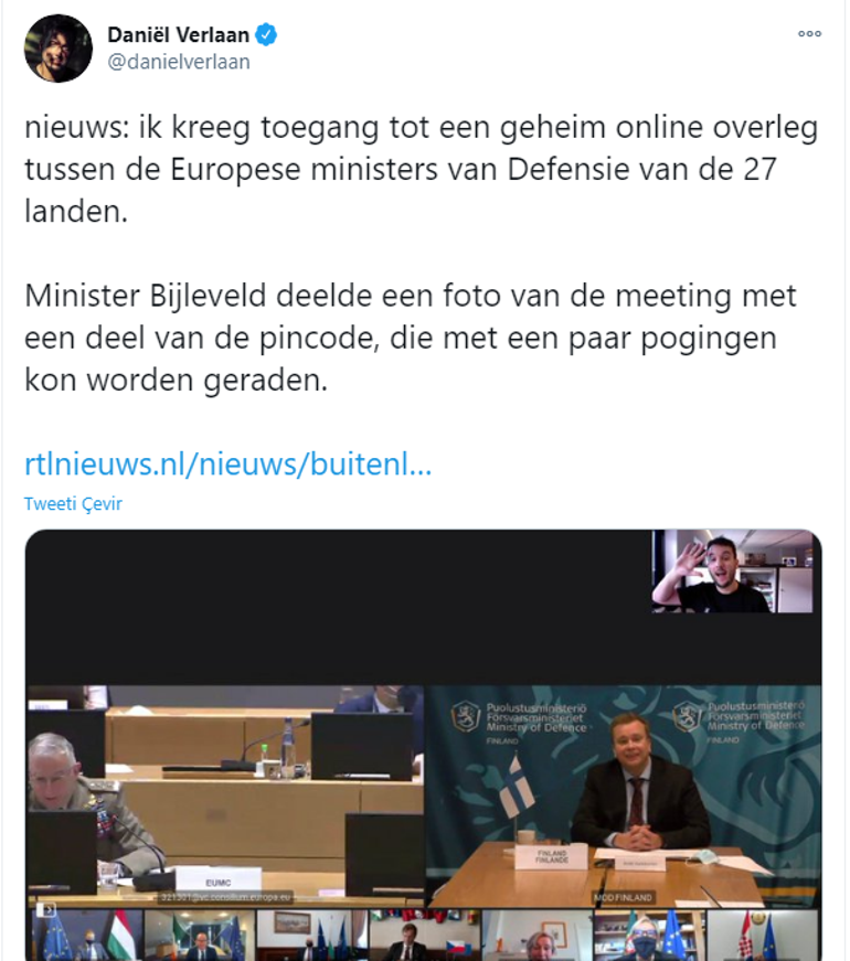 Breaking News Dutch Journalist Leaked On Eu Defense Ministers Zoom Meeting Shared On Social Media