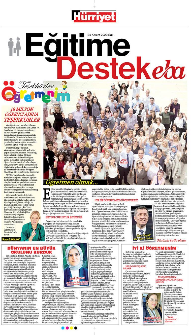 Milli Eğitim Bakanı Hürriyet Eğitime Destek Eki EBA için yazdı