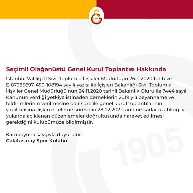 Son Dakika | Galatasaray'dan seçim açıklaması! O tarihe kadar izin yok...