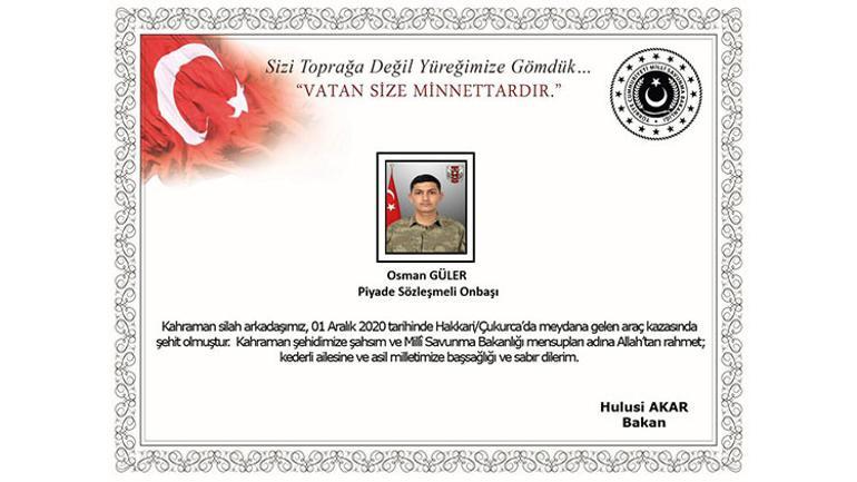MSB acı haberi duyurdu 1 asker şehit oldu