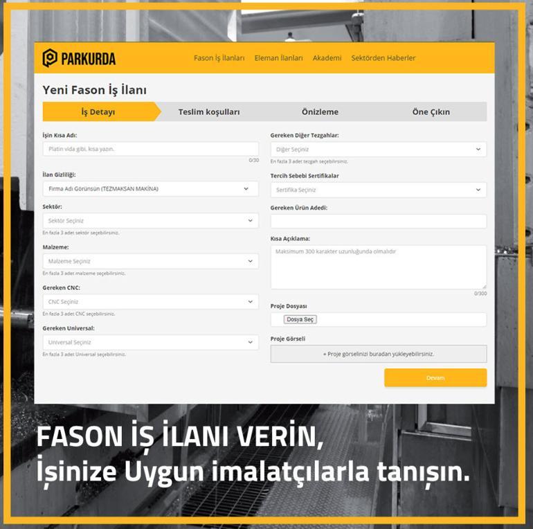 Talaşlı İmalat sektörü tüm ihtiyaçlarını parkurda.com ile karşılayacak